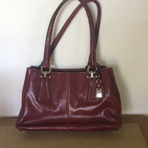 Liz Claiborne Red Faux Snakeskin Embossed Handbag